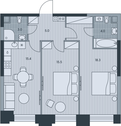 2-комнатная квартира в ЖК EVER на 33 этаже в 1 секции. Дом сдан.