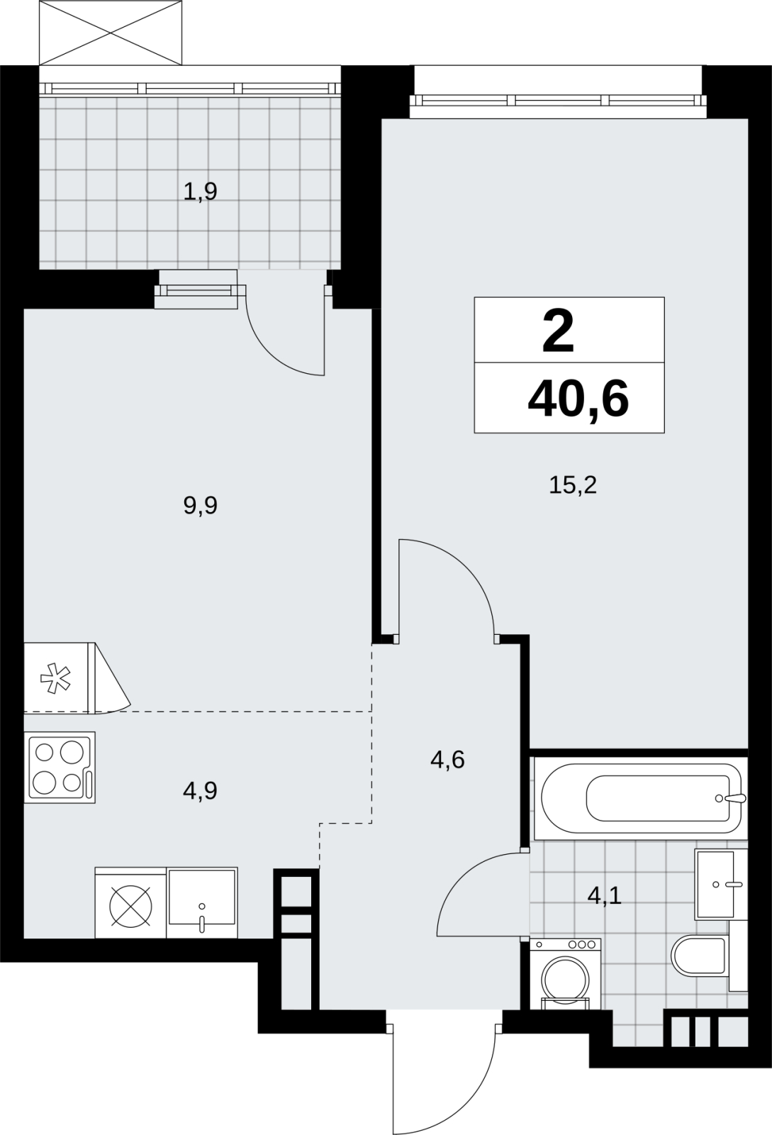 3-комнатная квартира в ЖК Headliner на 18 этаже в 1 секции. Сдача в 4 кв. 2022 г.