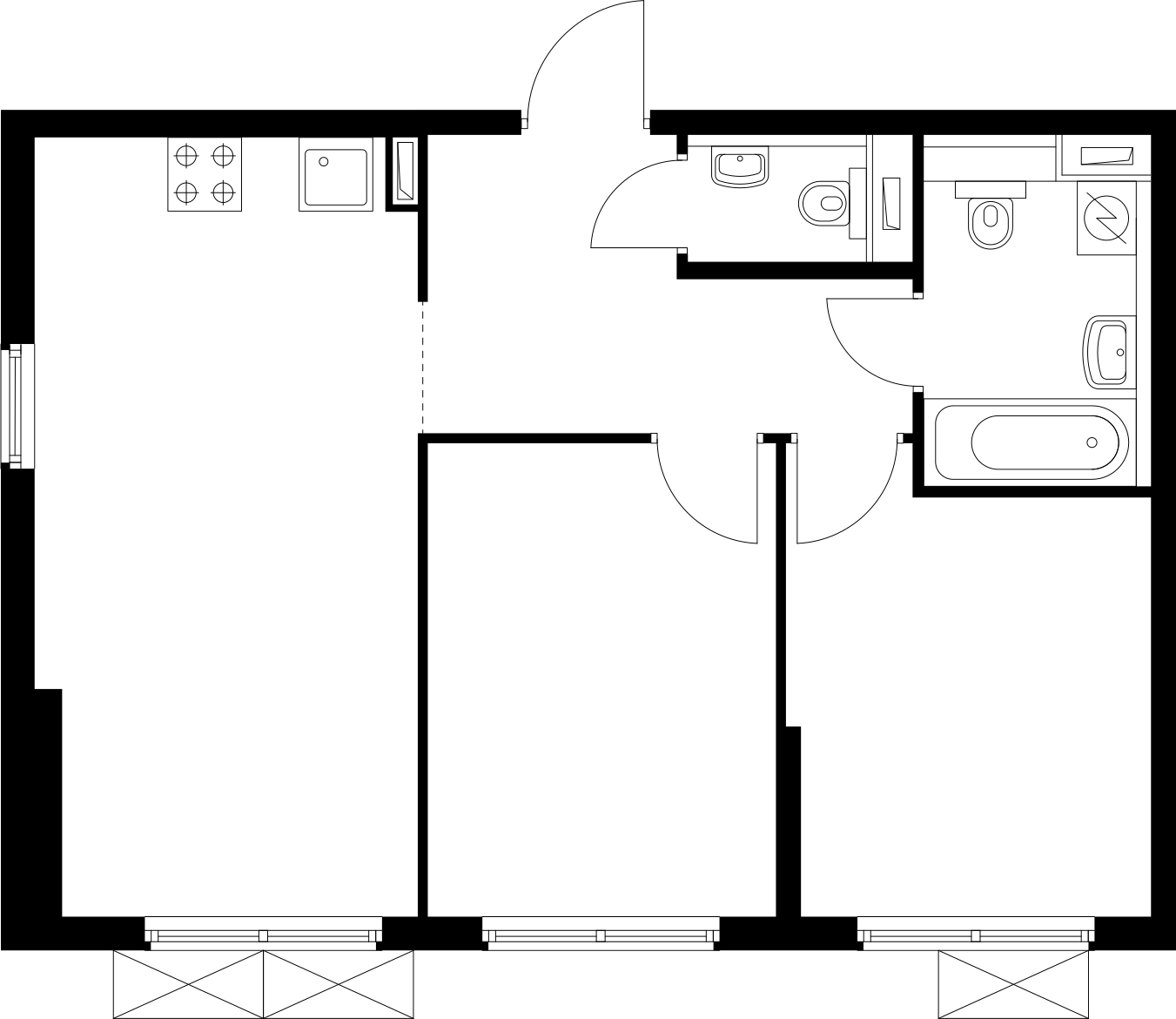 1-комнатная квартира (Студия) в ЖК Беринг на 2 этаже в 4 секции. Сдача в 4 кв. 2025 г.