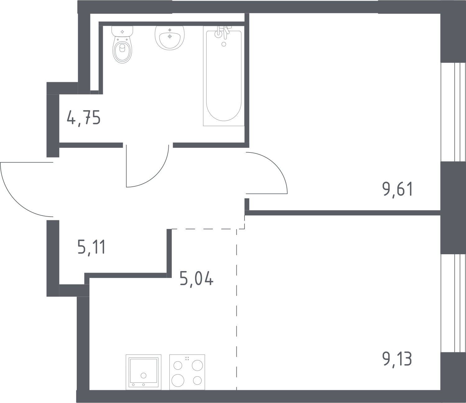 1-комнатная квартира (Студия) в ЖК Беринг на 21 этаже в 5 секции. Сдача в 4 кв. 2025 г.