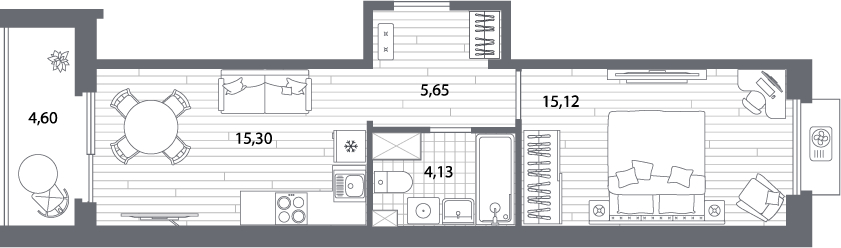 1-комнатная квартира (Студия) в ЖК Беринг на 21 этаже в 2 секции. Сдача в 4 кв. 2025 г.