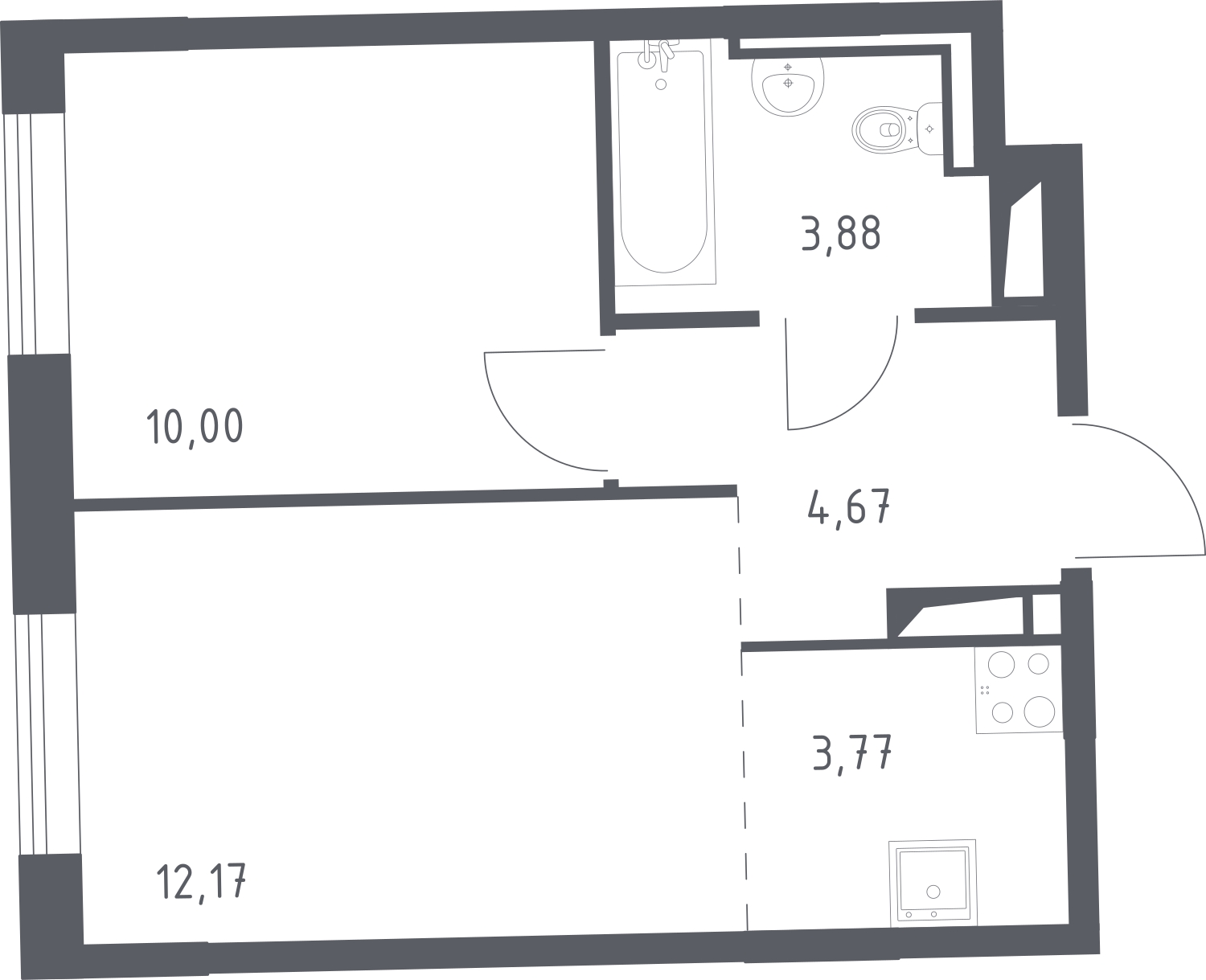 1-комнатная квартира (Студия) в ЖК Беринг на 11 этаже в 2 секции. Сдача в 4 кв. 2025 г.