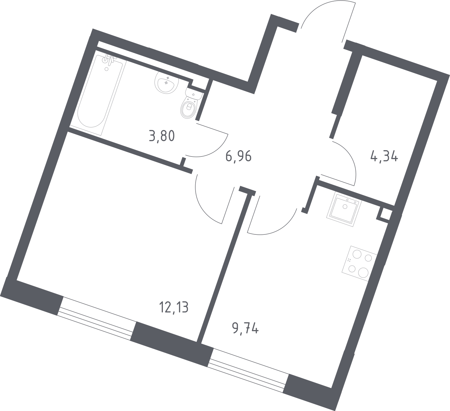 2-комнатная квартира в ЖК Беринг на 7 этаже в 4 секции. Сдача в 4 кв. 2025 г.