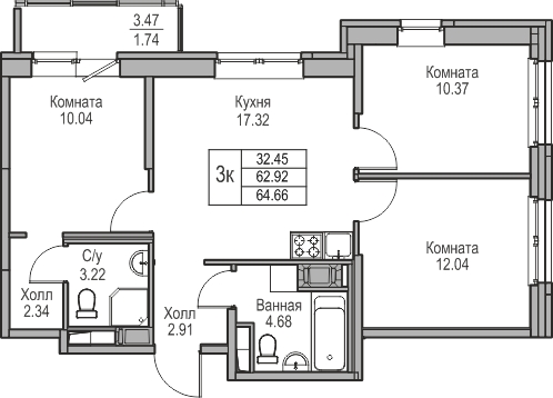 1-комнатная квартира (Студия) в ЖК Беринг на 18 этаже в 5 секции. Сдача в 4 кв. 2025 г.
