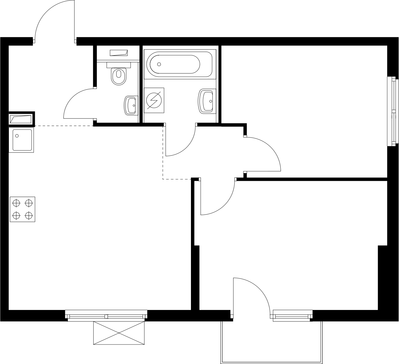 1-комнатная квартира (Студия) в ЖК Беринг на 6 этаже в 4 секции. Сдача в 4 кв. 2025 г.