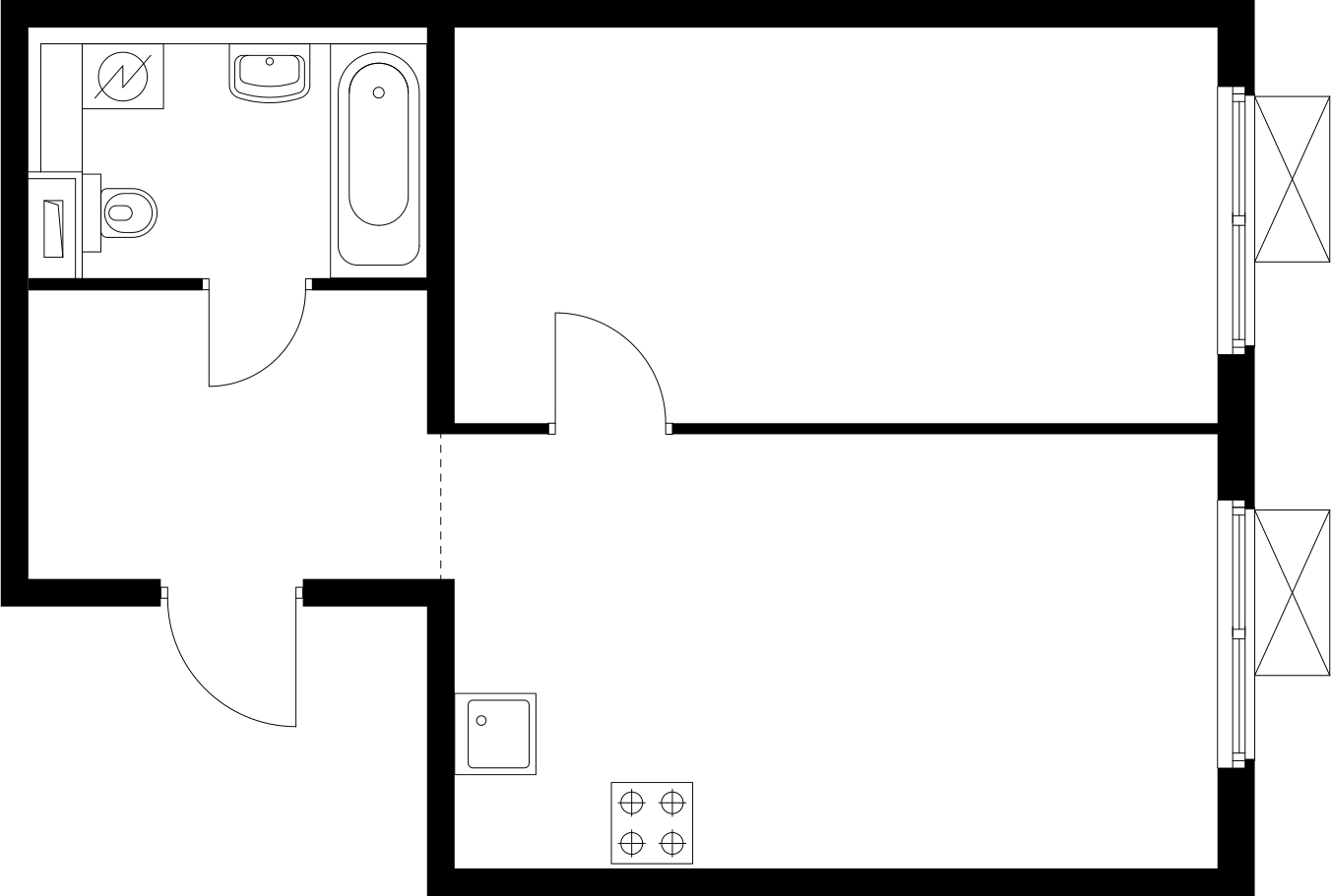 1-комнатная квартира в ЖК Беринг на 6 этаже в 4 секции. Сдача в 4 кв. 2025 г.