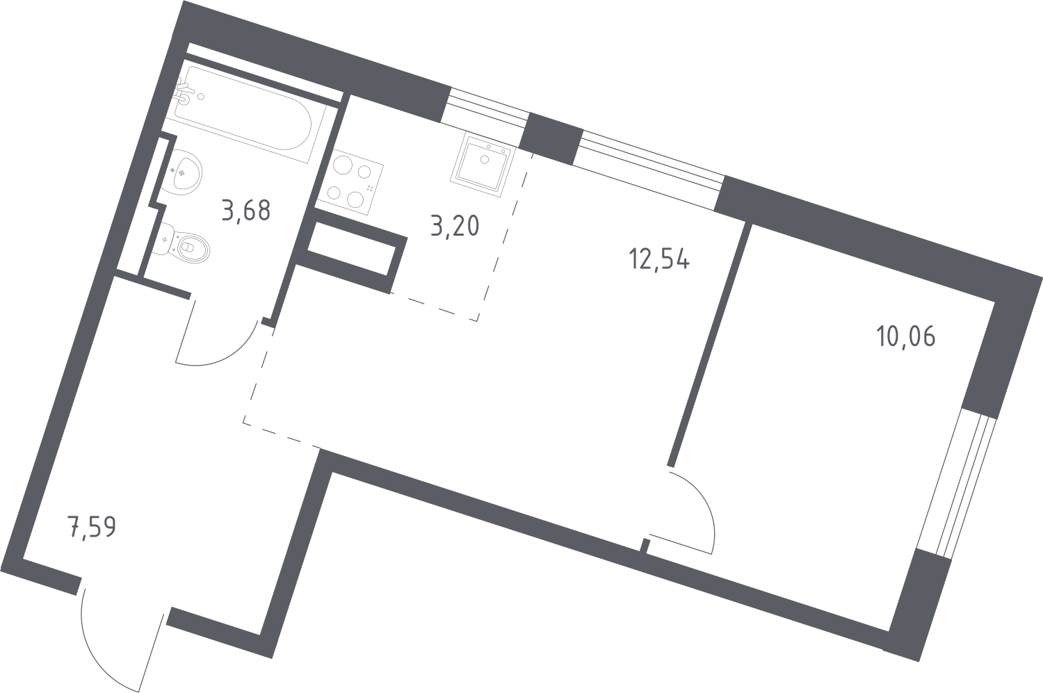 1-комнатная квартира (Студия) в ЖК Беринг на 21 этаже в 5 секции. Сдача в 4 кв. 2025 г.