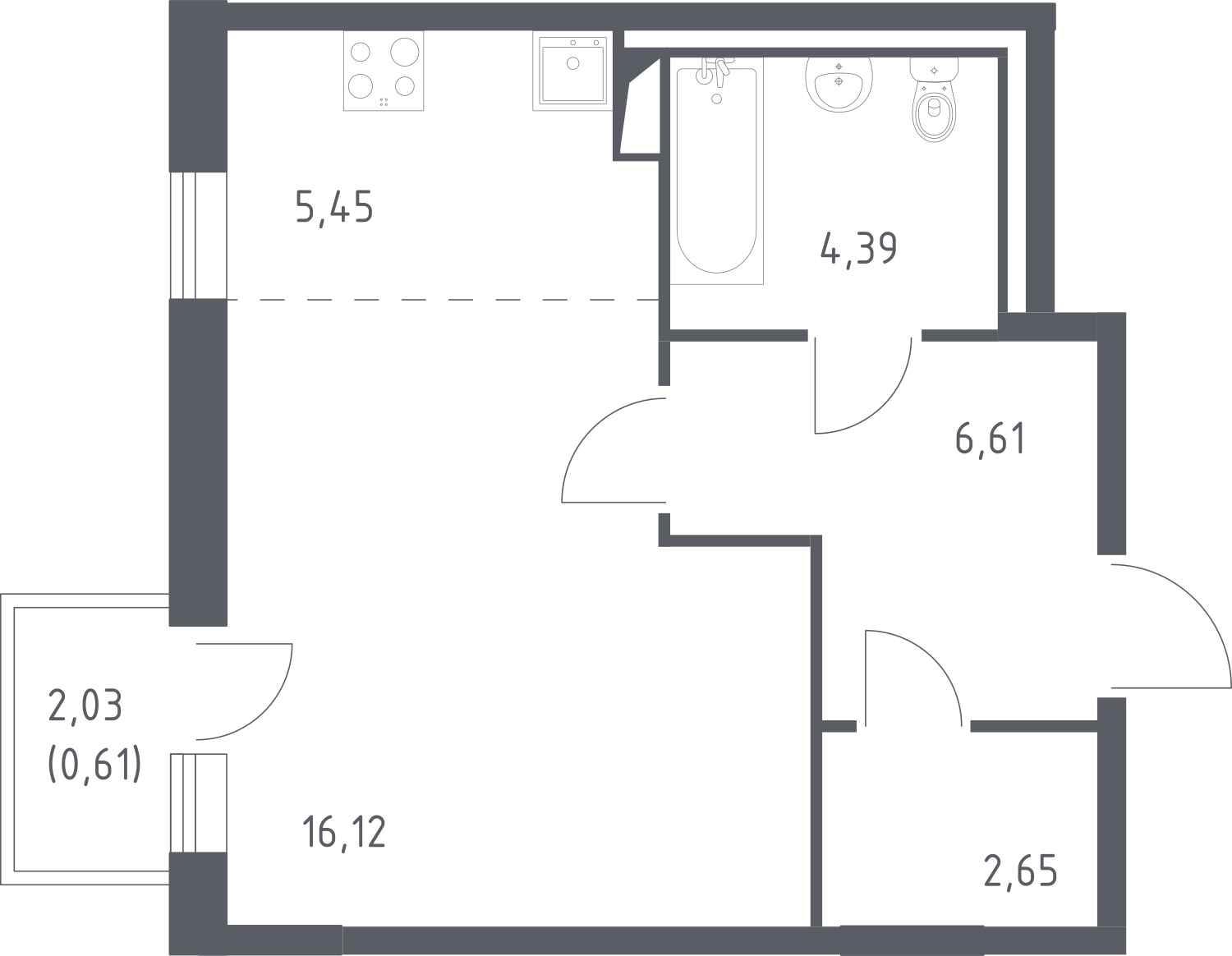 1-комнатная квартира (Студия) в ЖК Беринг на 20 этаже в 5 секции. Сдача в 4 кв. 2025 г.