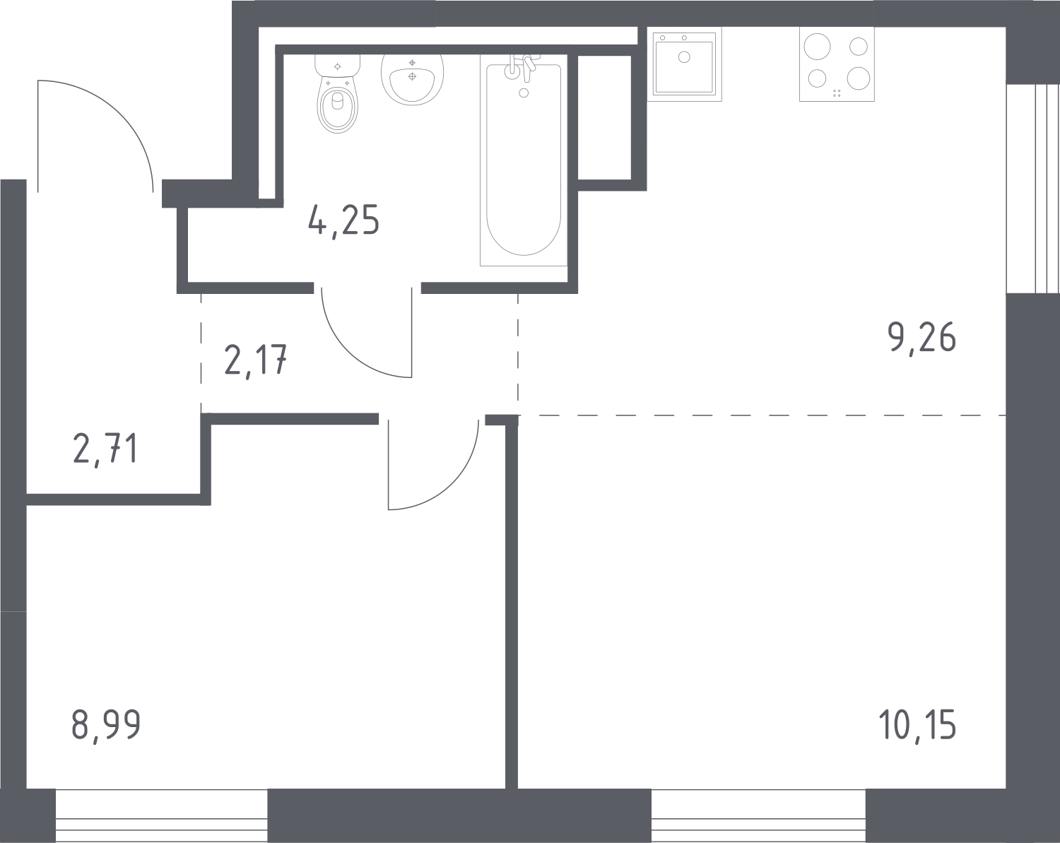 1-комнатная квартира с отделкой в ЖК Янинский лес на 12 этаже в 1 секции. Сдача в 1 кв. 2026 г.