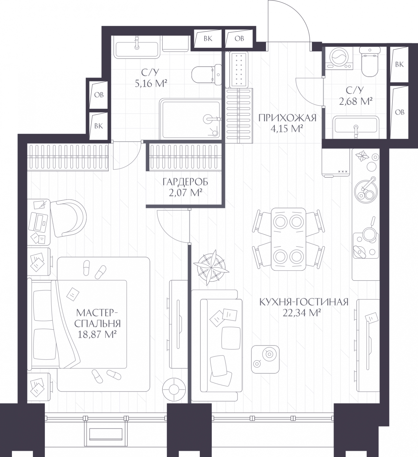 2-комнатная квартира с отделкой в ЖК Янинский лес на 1 этаже в 1 секции. Сдача в 1 кв. 2026 г.