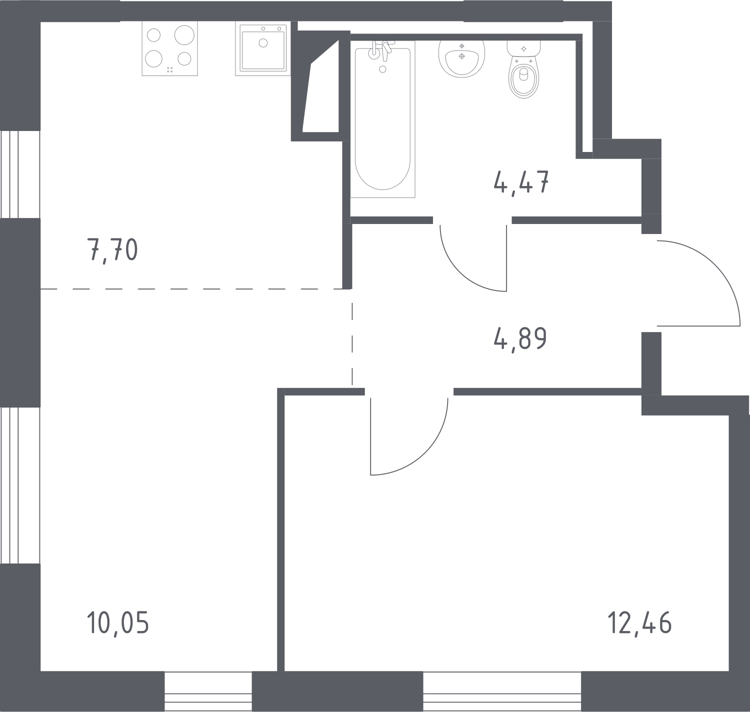 1-комнатная квартира в ЖК Беринг на 11 этаже в 4 секции. Сдача в 4 кв. 2025 г.