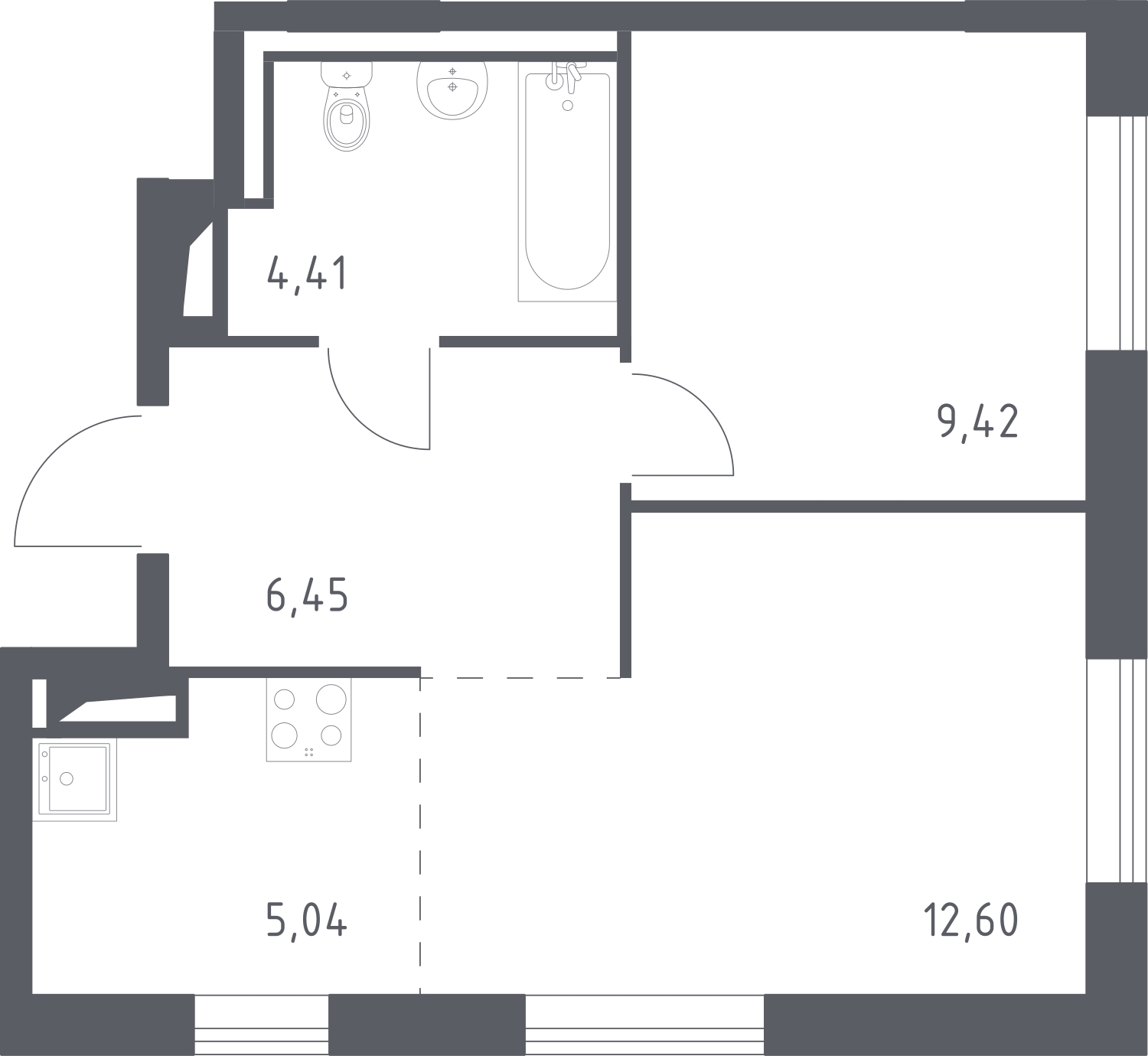 1-комнатная квартира с отделкой в ЖК Янинский лес на 12 этаже в 3 секции. Сдача в 1 кв. 2026 г.