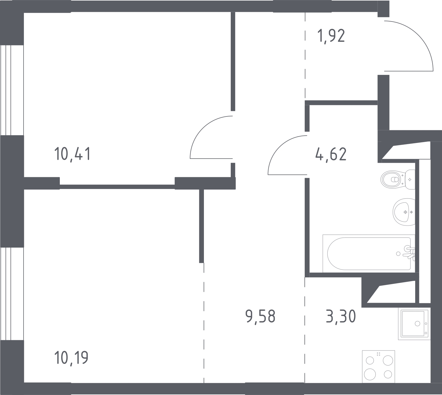 2-комнатная квартира в ЖК Беринг на 15 этаже в 5 секции. Сдача в 4 кв. 2025 г.
