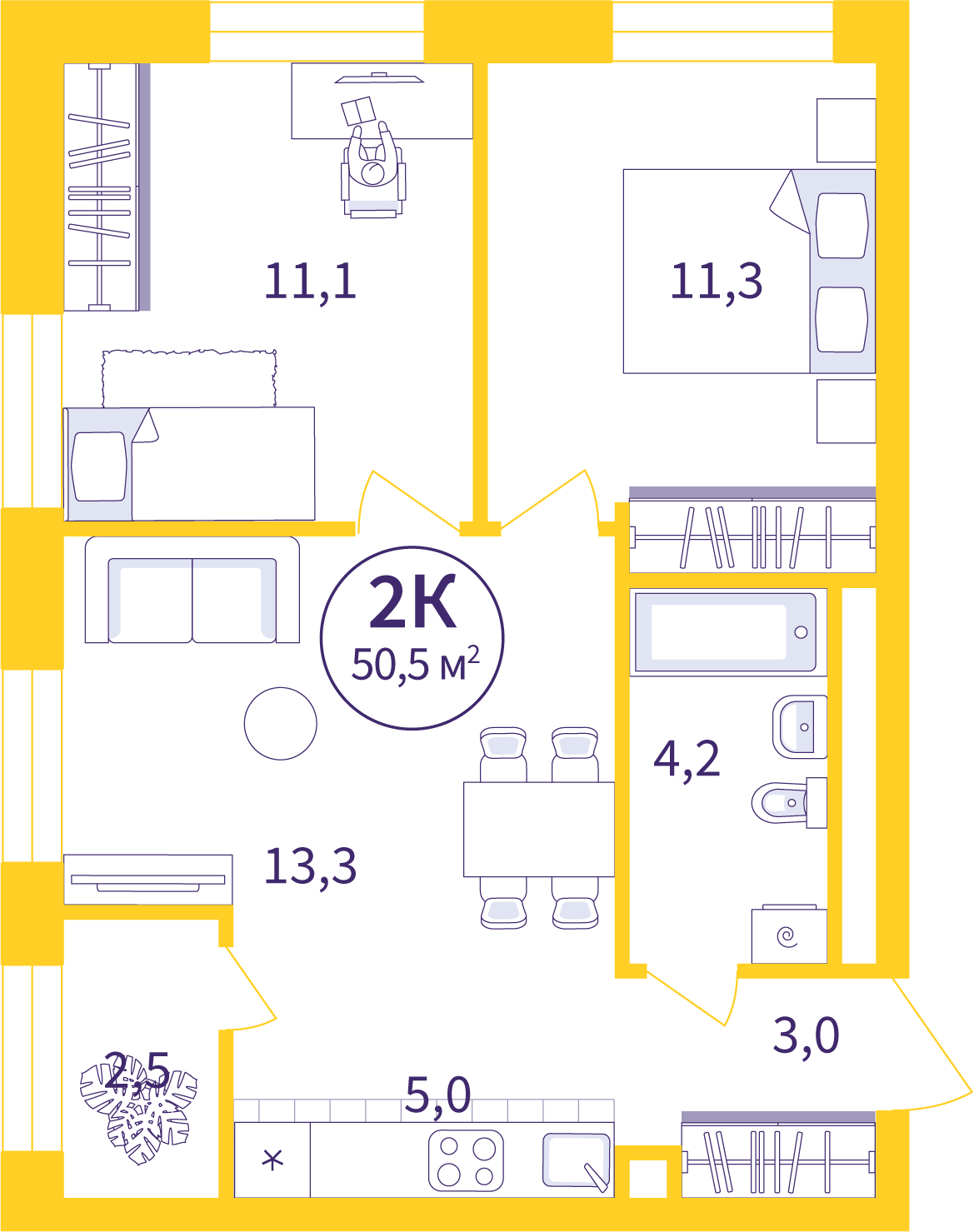 1-комнатная квартира в ЖК Беринг на 3 этаже в 3 секции. Сдача в 4 кв. 2025 г.