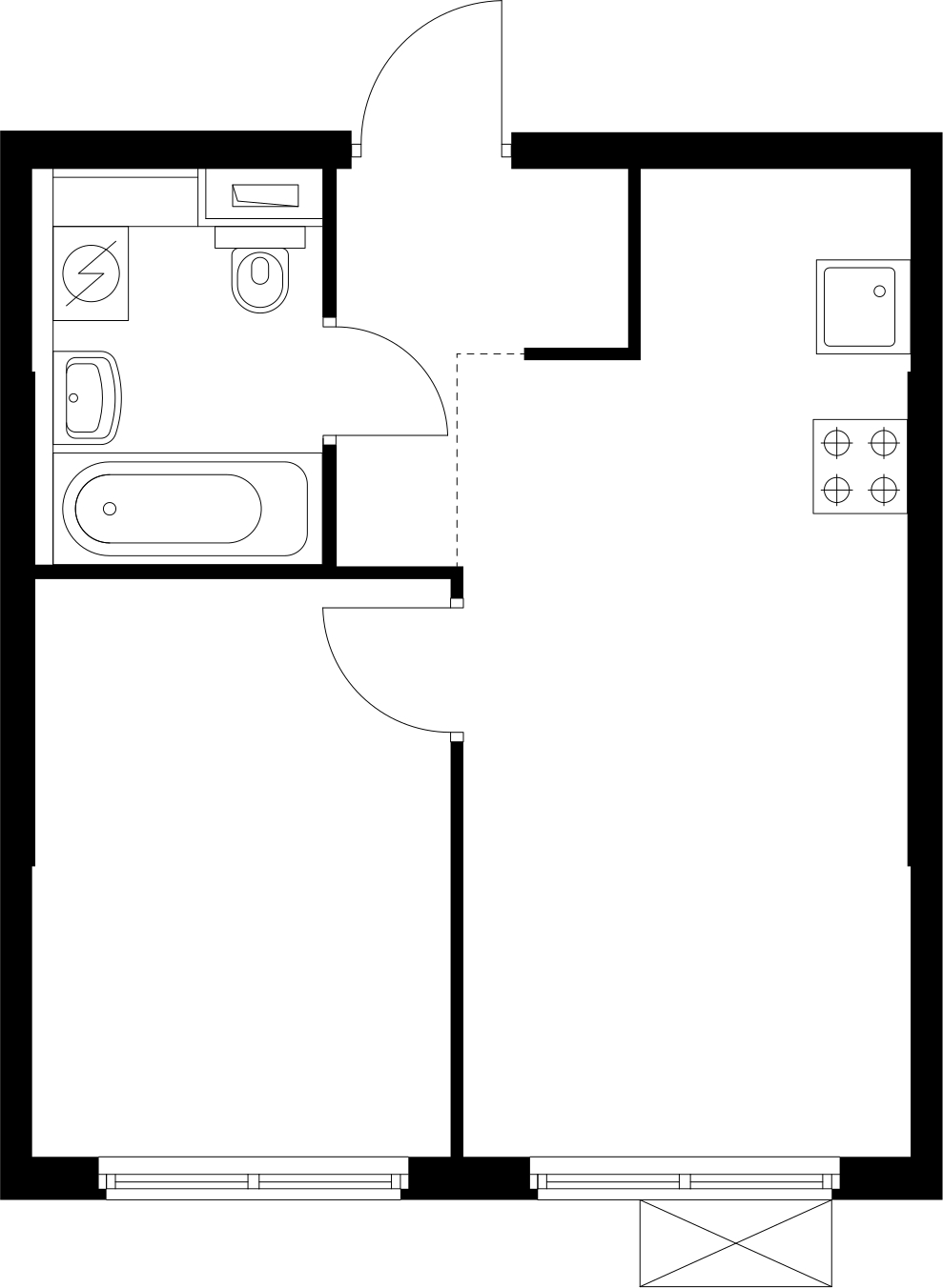 2-комнатная квартира в ЖК Беринг на 2 этаже в 5 секции. Сдача в 4 кв. 2025 г.