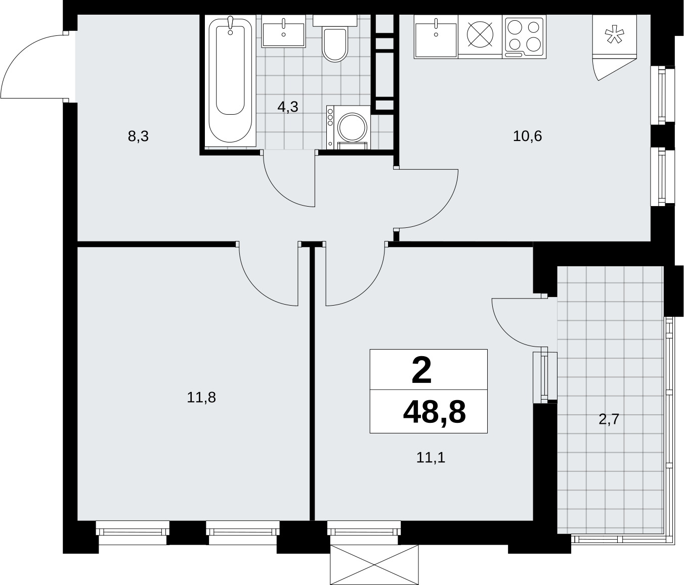 4-комнатная квартира в ЖК Скандинавия на 6 этаже в 1 секции. Сдача в 4 кв. 2026 г.