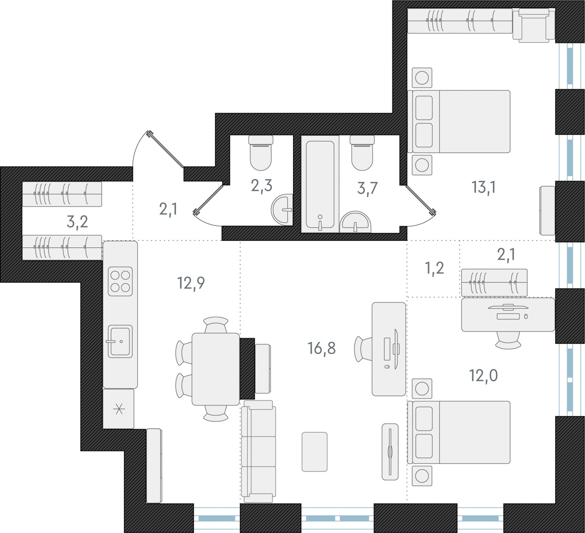 2-комнатная квартира с отделкой в ЖК Янинский лес на 2 этаже в 2 секции. Сдача в 1 кв. 2026 г.
