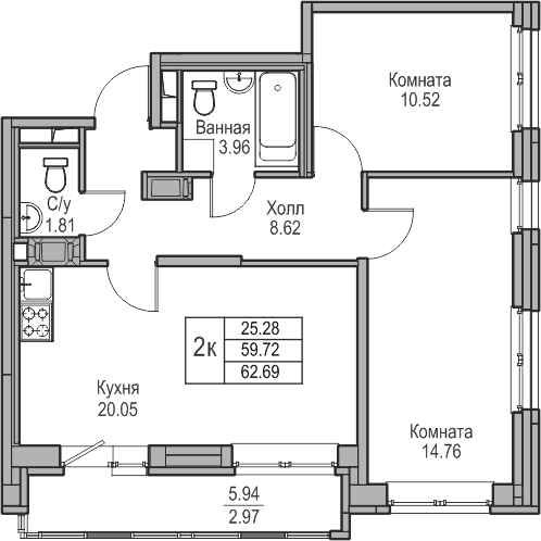 1-комнатная квартира с отделкой в ЖК Янинский лес на 8 этаже в 3 секции. Сдача в 1 кв. 2026 г.