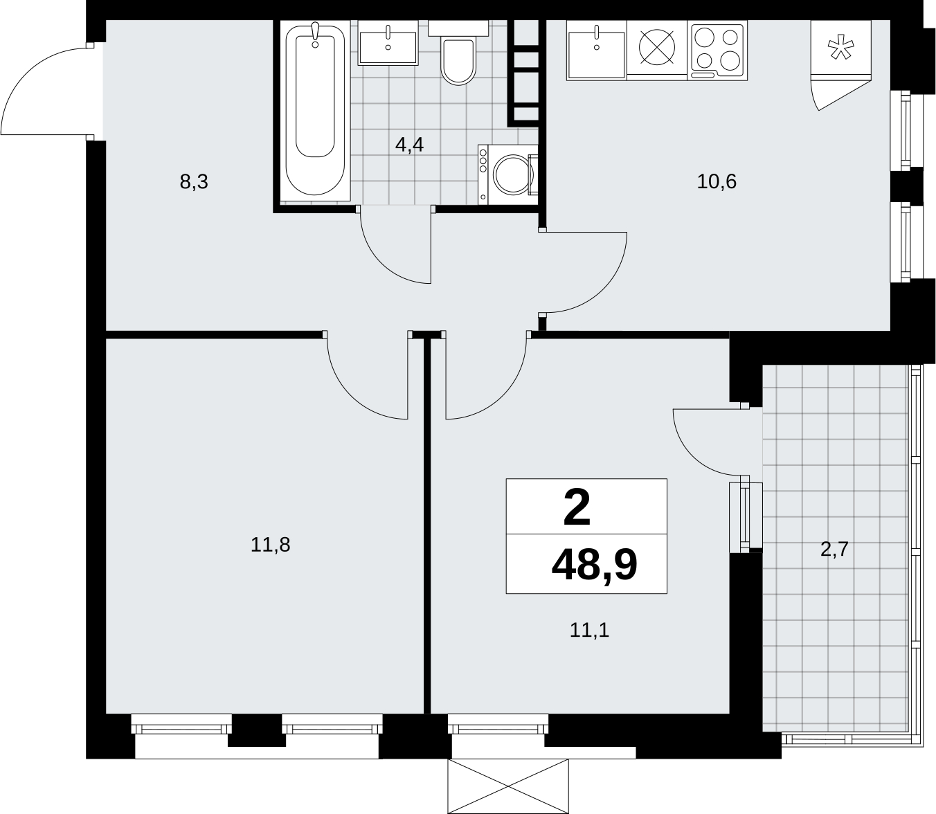 1-комнатная квартира (Студия) в ЖК Императорские Мытищи на 3 этаже в 5 секции. Сдача в 1 кв. 2024 г.
