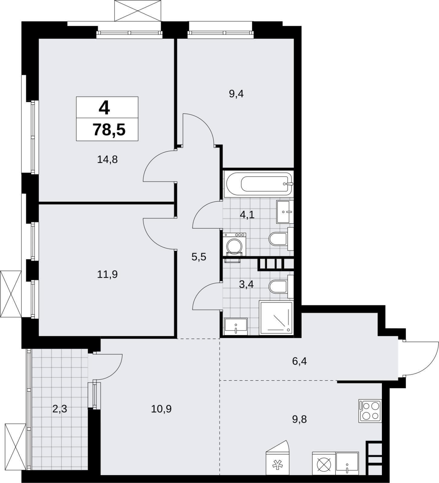 1-комнатная квартира (Студия) в ЖК Императорские Мытищи на 5 этаже в 5 секции. Сдача в 1 кв. 2024 г.