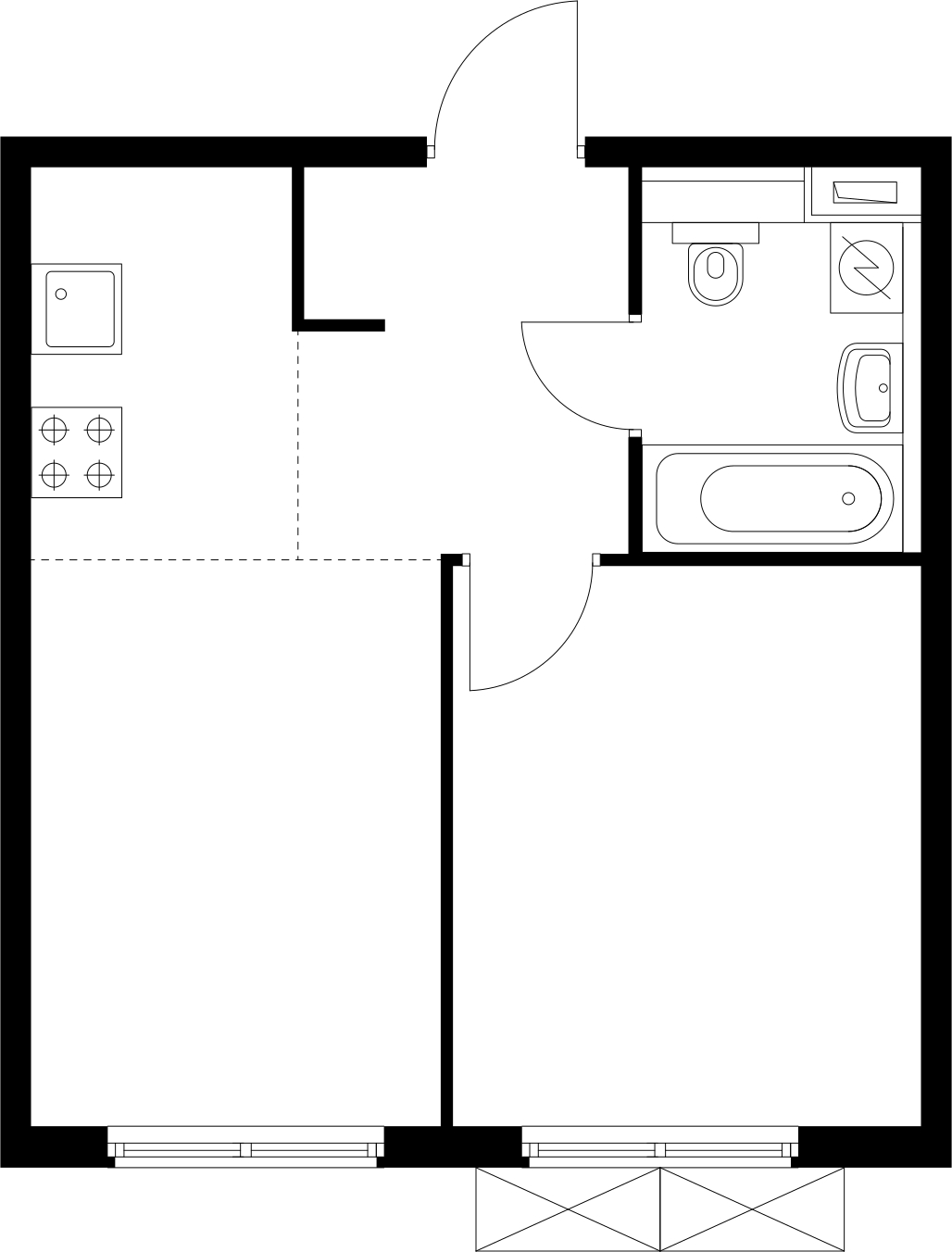 1-комнатная квартира в ЖК Беринг на 3 этаже в 5 секции. Сдача в 4 кв. 2025 г.
