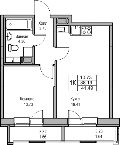 1-комнатная квартира в ЖК Беринг на 17 этаже в 5 секции. Сдача в 4 кв. 2025 г.