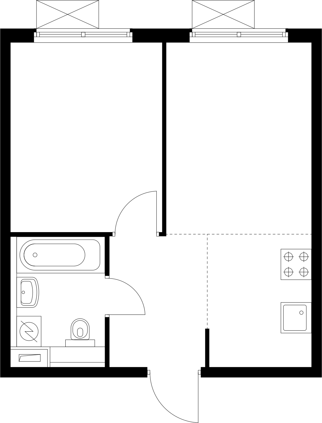 1-комнатная квартира в ЖК Беринг на 6 этаже в 5 секции. Сдача в 4 кв. 2025 г.