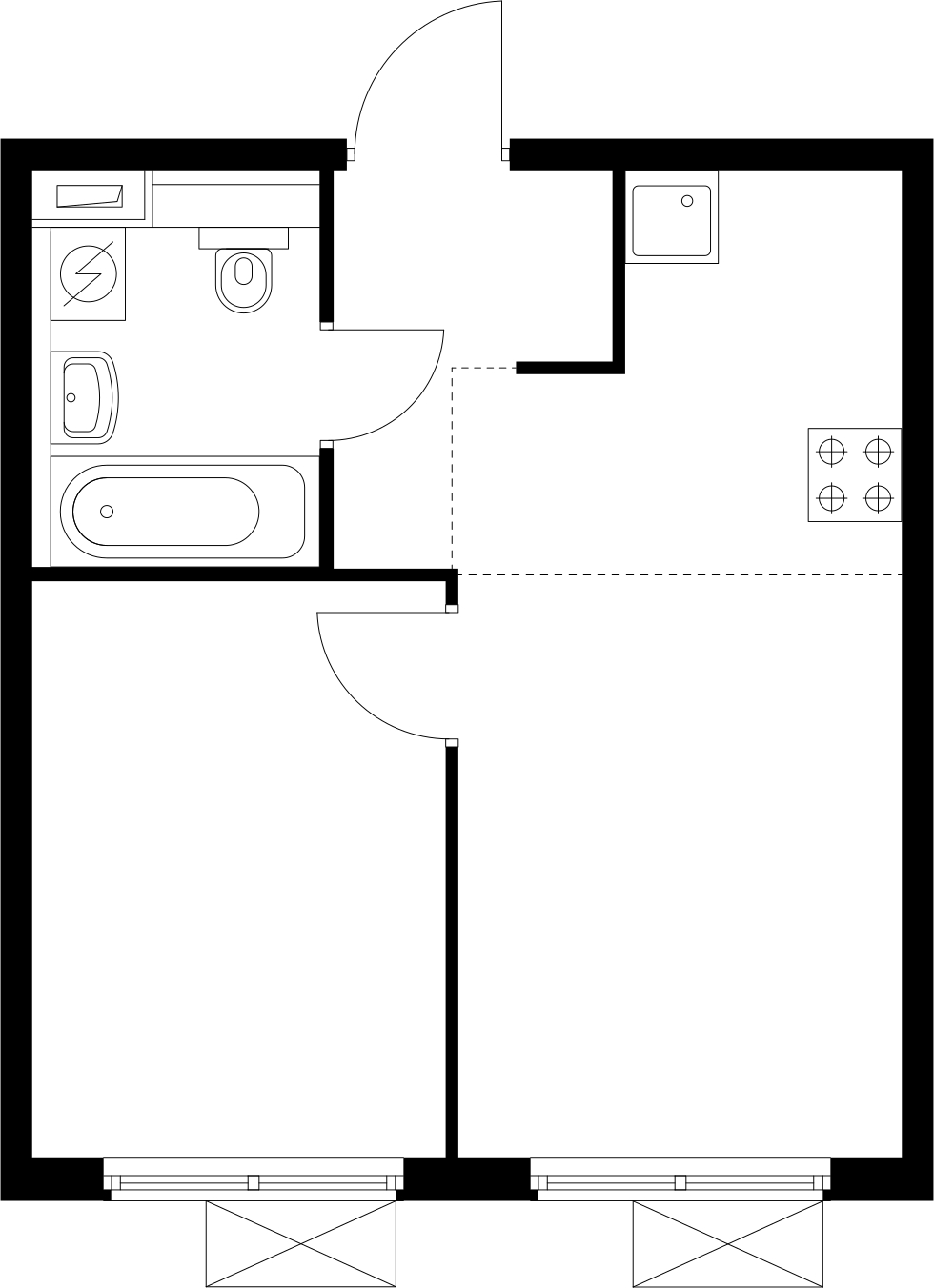 2-комнатная квартира в ЖК Беринг на 13 этаже в 1 секции. Сдача в 4 кв. 2025 г.