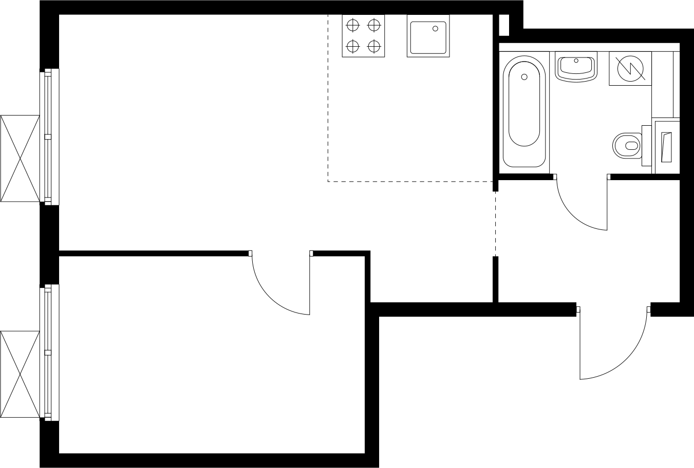 2-комнатная квартира в ЖК Беринг на 4 этаже в 2 секции. Сдача в 4 кв. 2025 г.