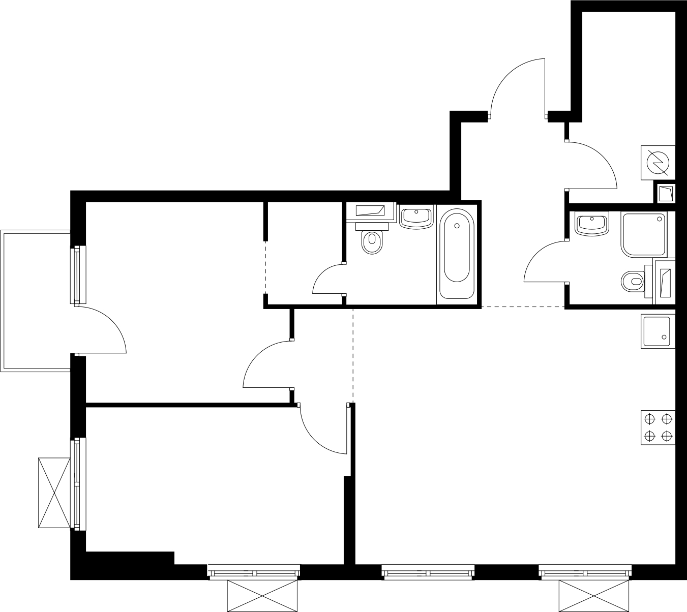 2-комнатная квартира в ЖК Беринг на 11 этаже в 2 секции. Сдача в 4 кв. 2025 г.