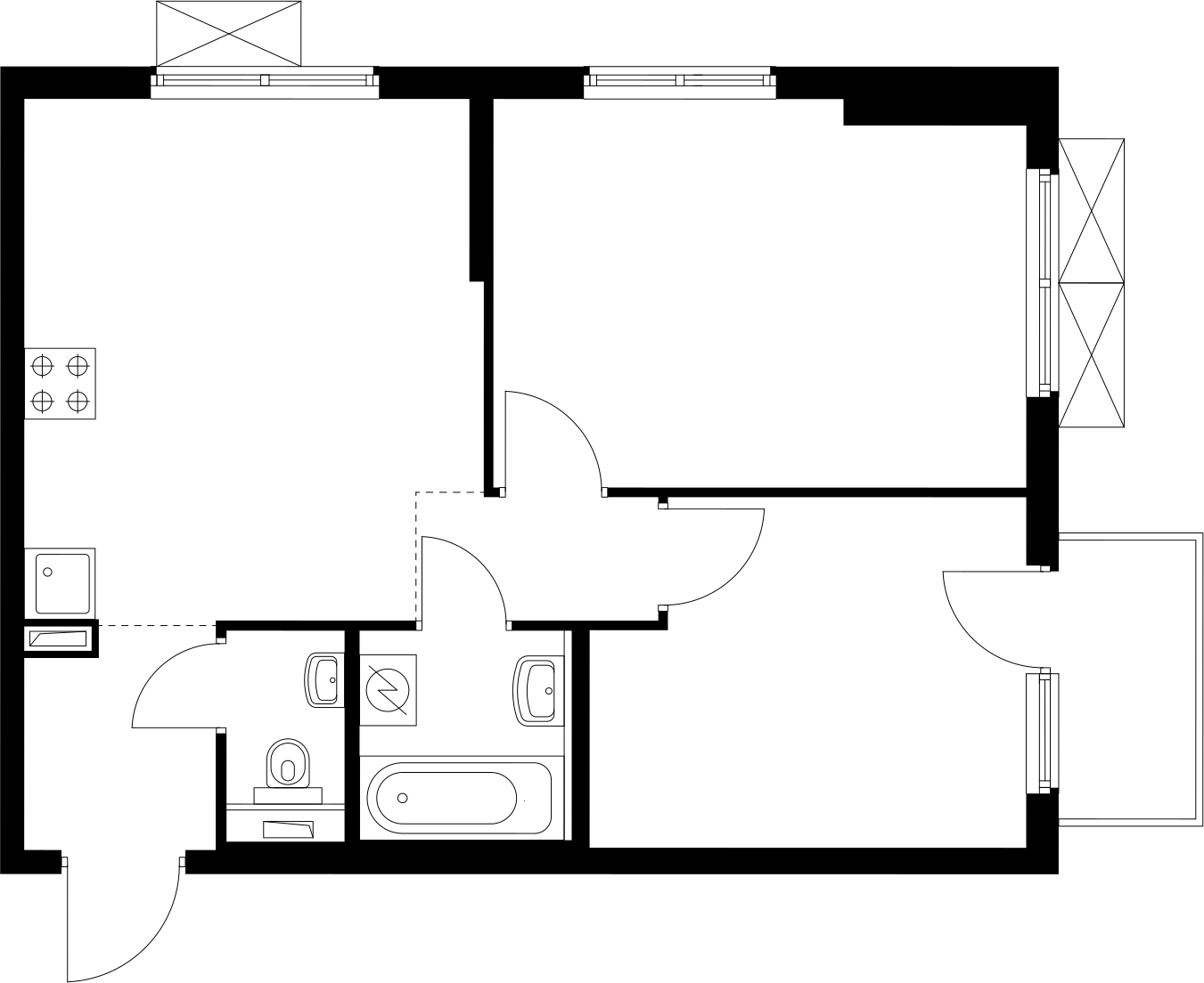 2-комнатная квартира в ЖК Беринг на 7 этаже в 1 секции. Сдача в 4 кв. 2025 г.