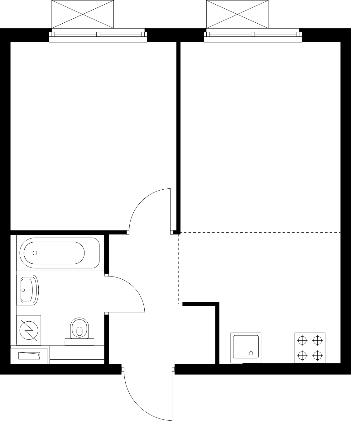 2-комнатная квартира в ЖК Беринг на 12 этаже в 1 секции. Сдача в 4 кв. 2025 г.