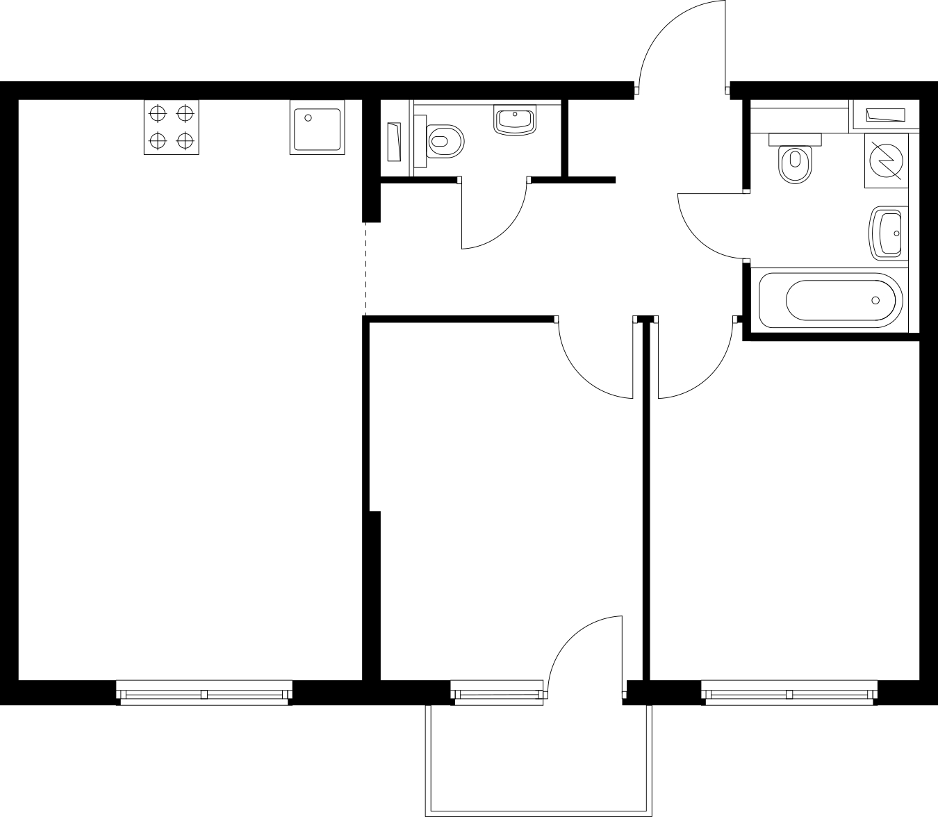 2-комнатная квартира в ЖК Беринг на 6 этаже в 4 секции. Сдача в 4 кв. 2025 г.