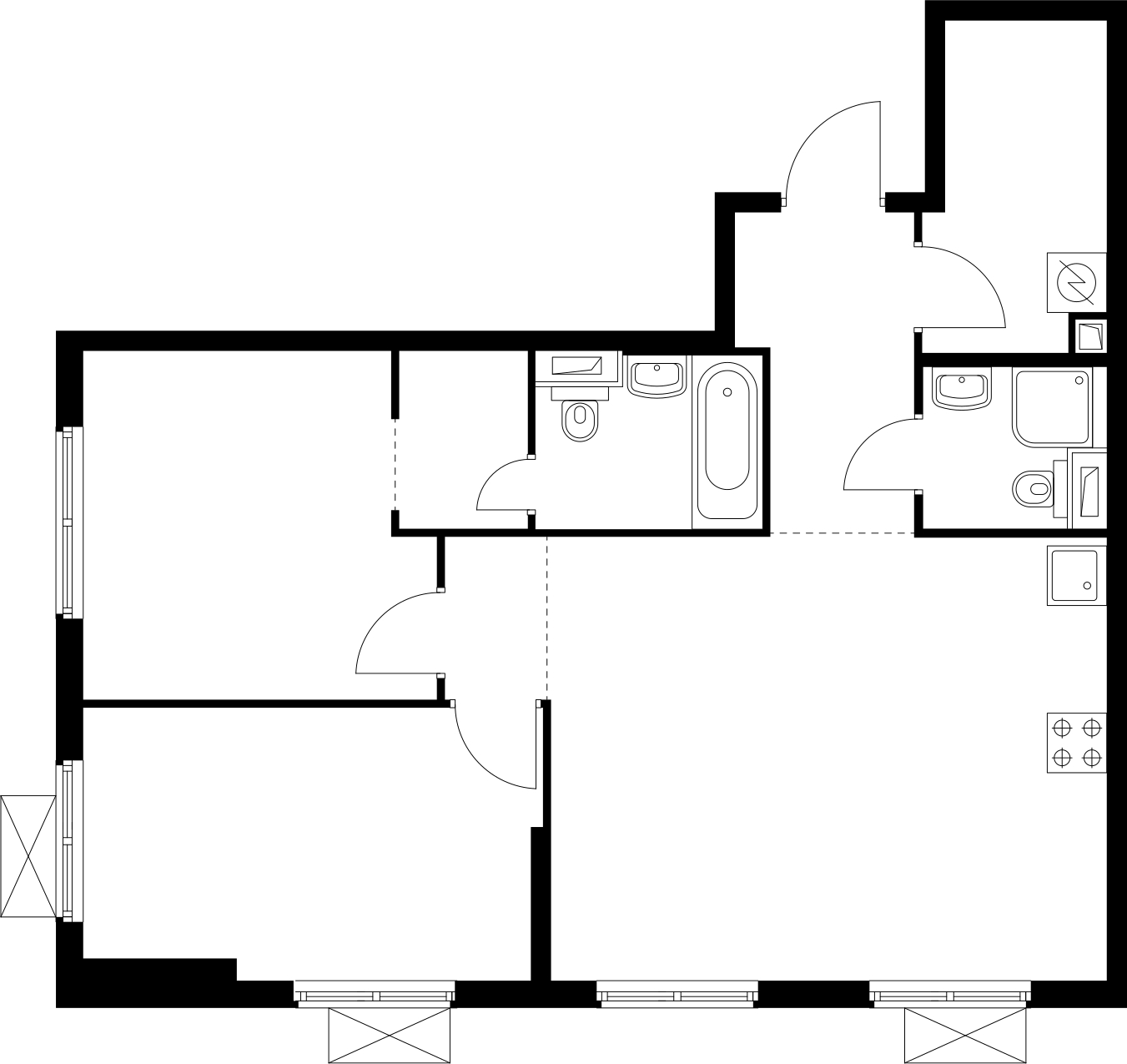 2-комнатная квартира в ЖК Беринг на 11 этаже в 4 секции. Сдача в 4 кв. 2025 г.