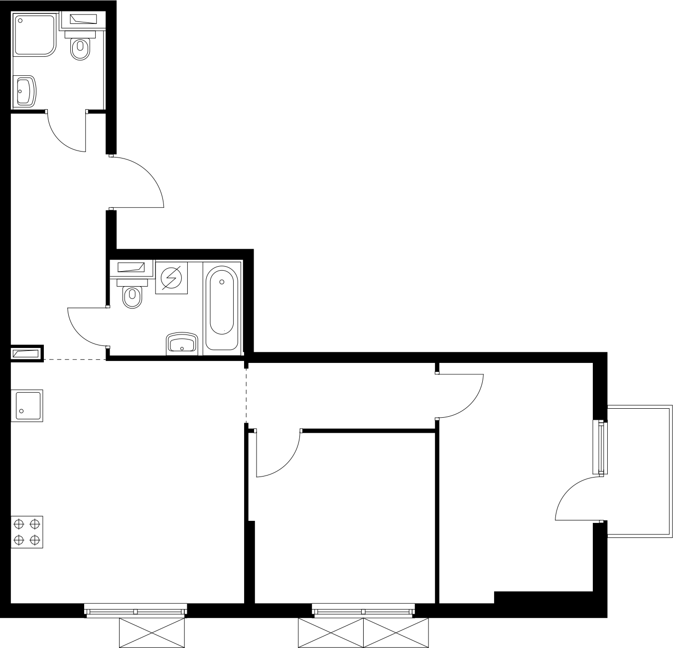 2-комнатная квартира в ЖК Беринг на 3 этаже в 2 секции. Сдача в 4 кв. 2025 г.