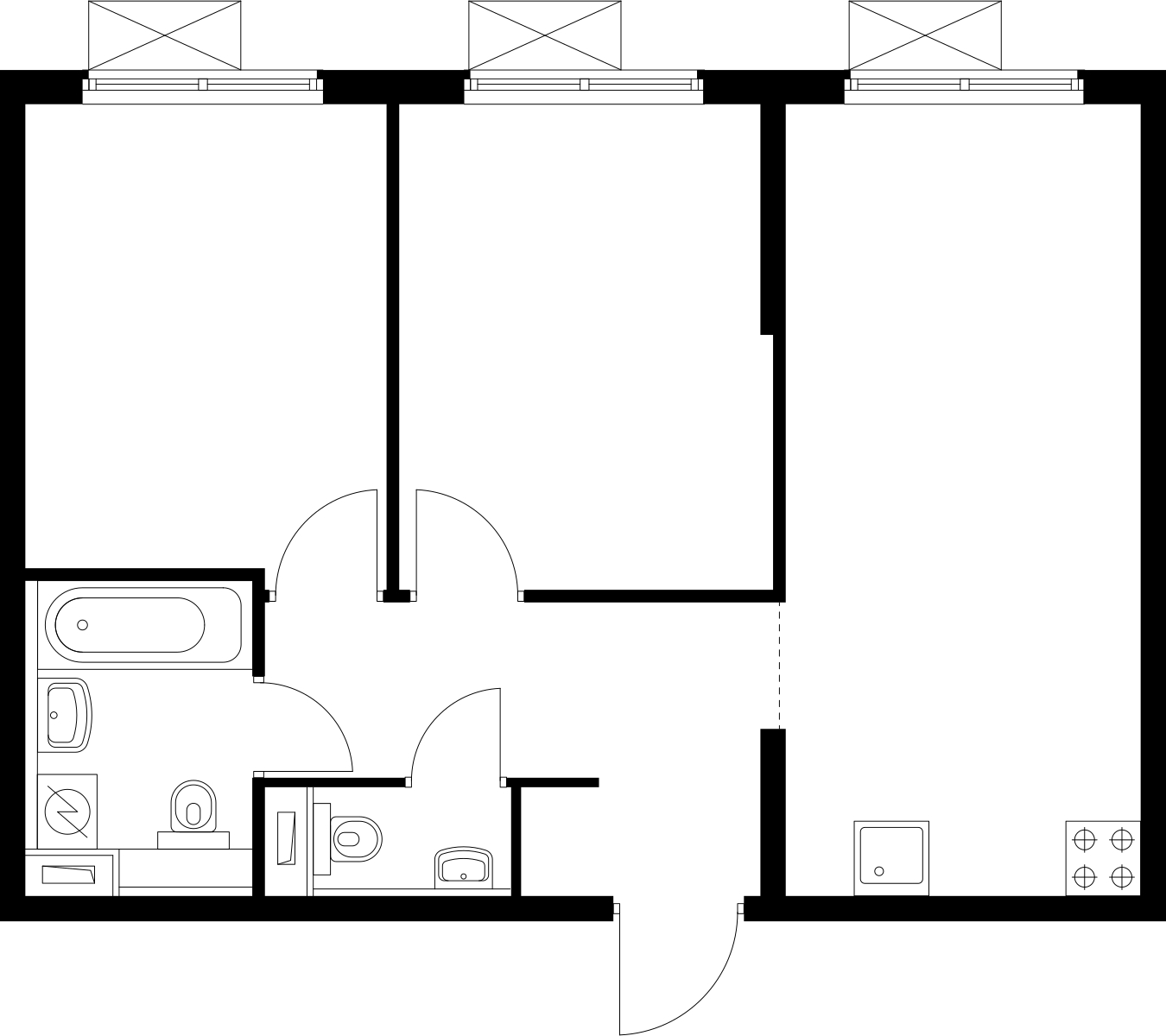2-комнатная квартира в ЖК Беринг на 3 этаже в 4 секции. Сдача в 4 кв. 2025 г.