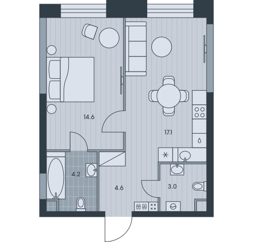 1-комнатная квартира с отделкой в ЖК Level Нагатинская на 20 этаже в 1 секции. Сдача в 4 кв. 2023 г.