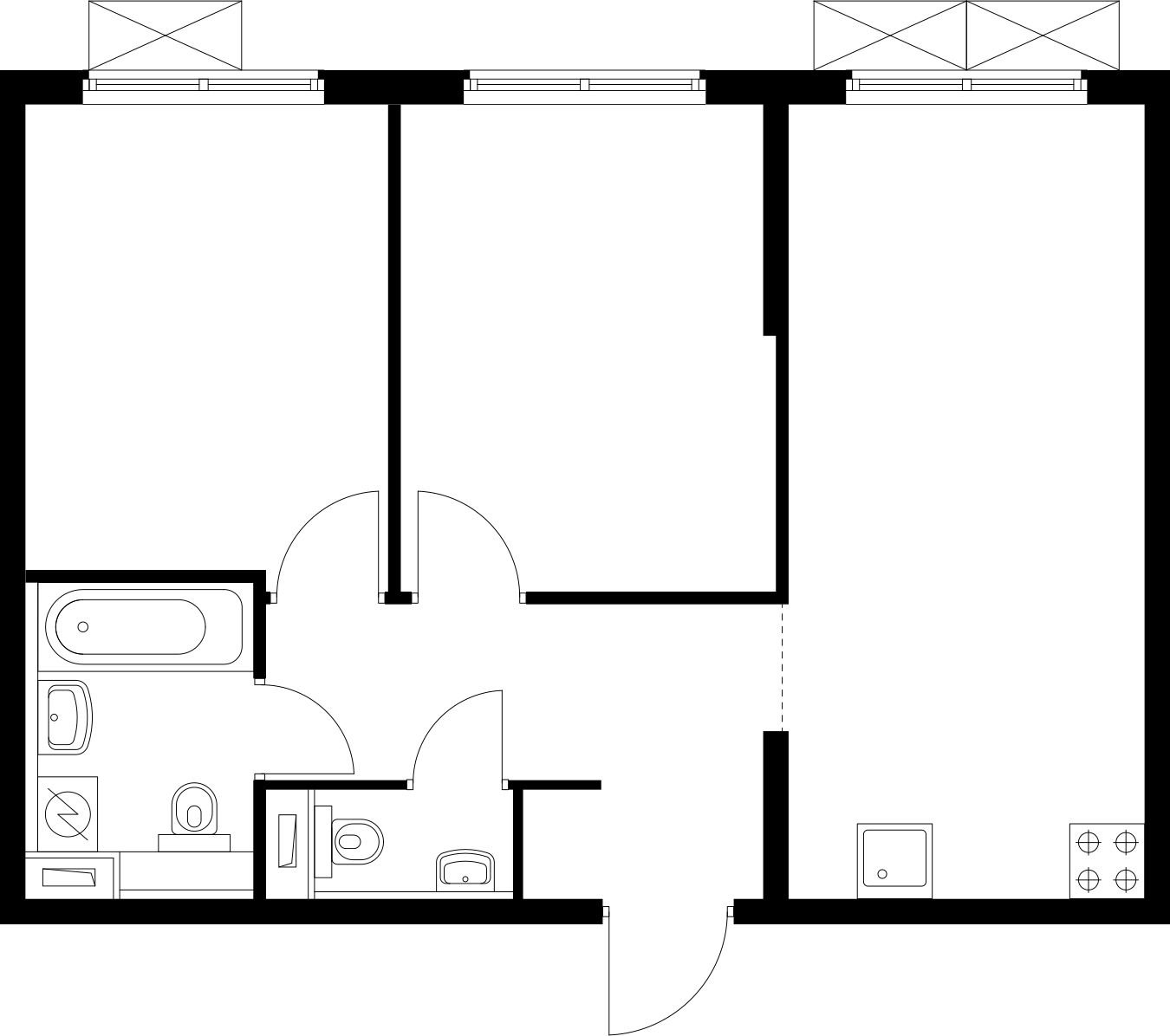 2-комнатная квартира в ЖК Беринг на 5 этаже в 4 секции. Сдача в 4 кв. 2025 г.