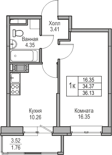 2-комнатная квартира в ЖК Беринг на 19 этаже в 2 секции. Сдача в 4 кв. 2025 г.