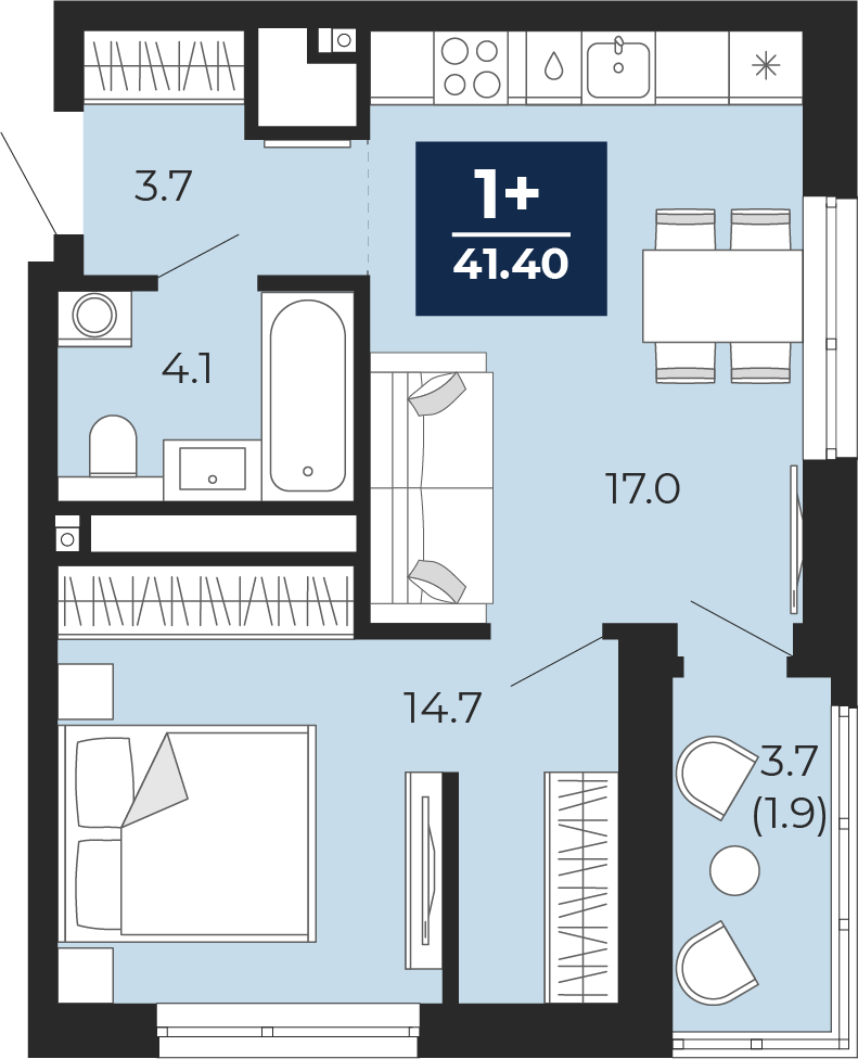 3-комнатная квартира с отделкой в ЖК Таллинский парк на 9 этаже в 1 секции. Сдача в 3 кв. 2025 г.