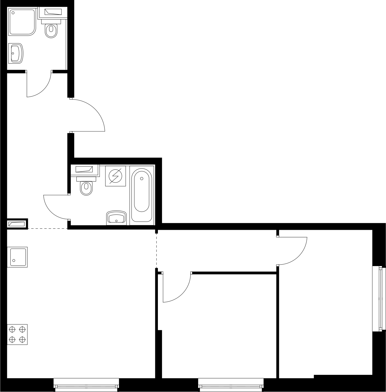 2-комнатная квартира в ЖК Беринг на 19 этаже в 2 секции. Сдача в 4 кв. 2025 г.