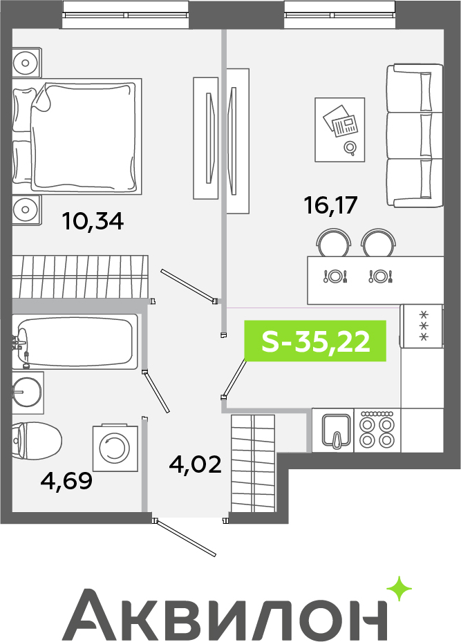 3-комнатная квартира с отделкой в ЖК GloraX Новоселье на 8 этаже в 1 секции. Сдача в 4 кв. 2025 г.