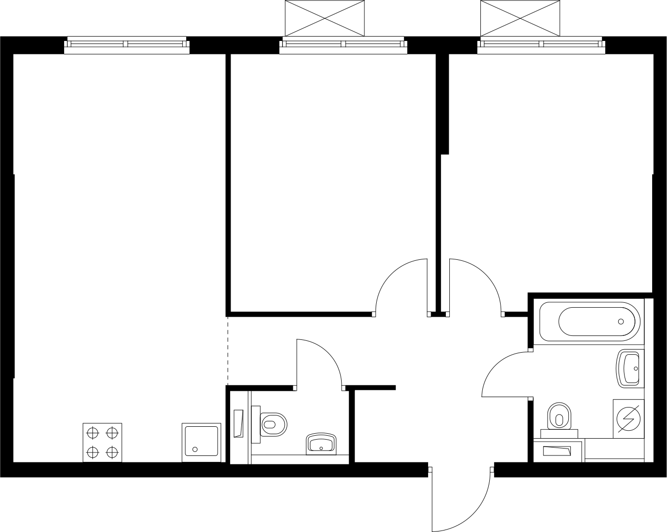 2-комнатная квартира в ЖК Беринг на 11 этаже в 2 секции. Сдача в 4 кв. 2025 г.