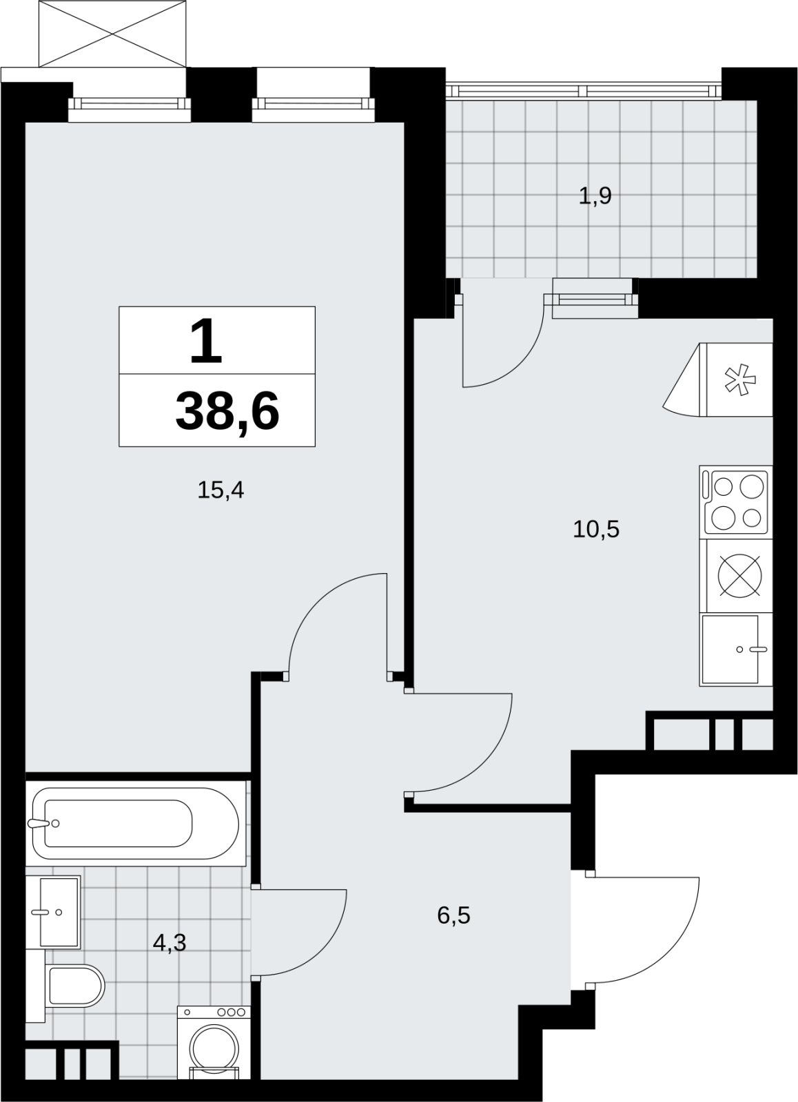 1-комнатная квартира (Студия) в ЖК Императорские Мытищи на 6 этаже в 11 секции. Сдача в 3 кв. 2023 г.
