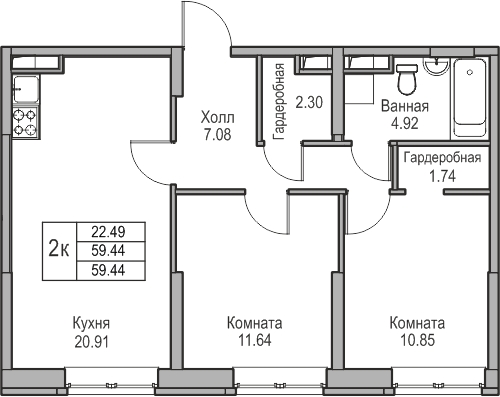 3-комнатная квартира в ЖК Twelve на 17 этаже в 1 секции. Сдача в 1 кв. 2026 г.