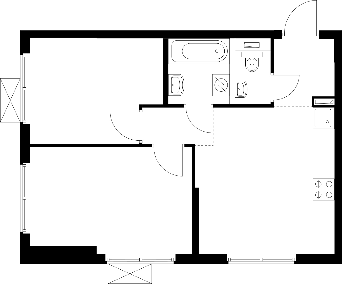 1-комнатная квартира (Студия) с отделкой в ЖК Юнтолово на 13 этаже в 1 секции. Сдача в 2 кв. 2026 г.