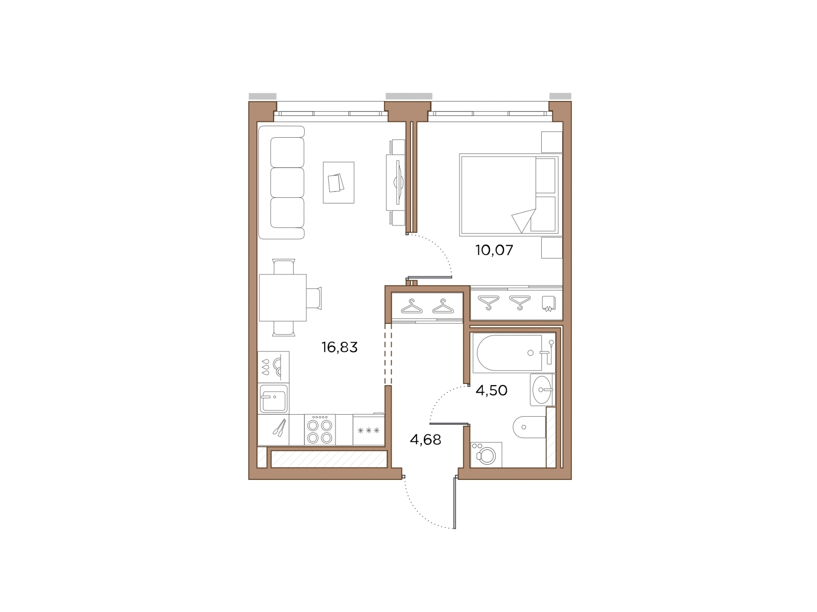 3-комнатная квартира в ЖК Беринг на 12 этаже в 1 секции. Сдача в 4 кв. 2025 г.