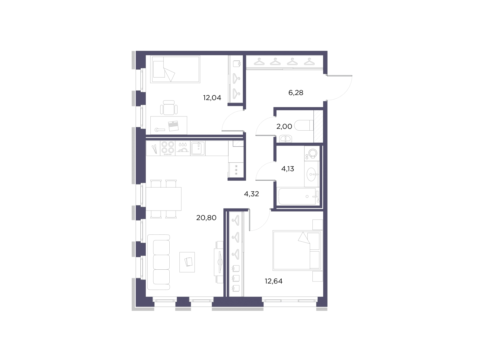 3-комнатная квартира с отделкой в ЖК Юнтолово на 10 этаже в 1 секции. Сдача в 2 кв. 2026 г.