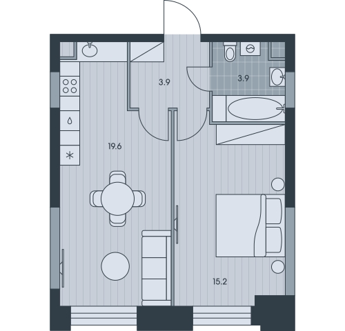 1-комнатная квартира (Студия) с отделкой в ЖК Квартал Лаголово на 6 этаже в 5 секции. Сдача в 3 кв. 2025 г.