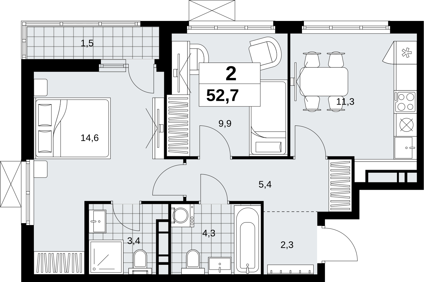 1-комнатная квартира (Студия) в ЖК Скандинавия на 13 этаже в 1 секции. Сдача в 4 кв. 2026 г.